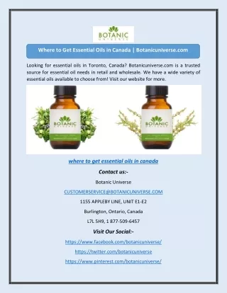 where to get essential oils in canada