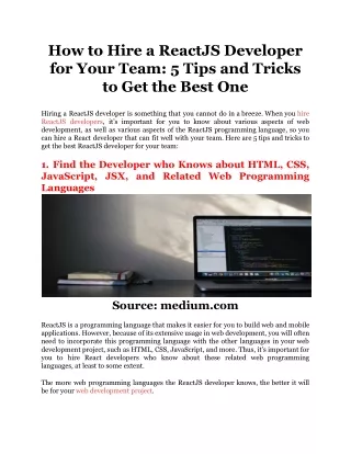 how to hire a reactjs developer for your team