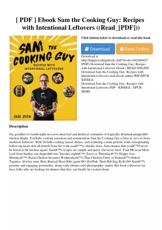 [ PDF ] Ebook Sam the Cooking Guy Recipes with Intentional Leftovers ((Read_[PDF