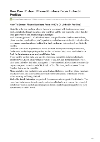 how can i extract phone numbers from linkedin