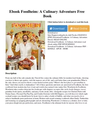 Ebook Foodheim A Culinary Adventure Free Book