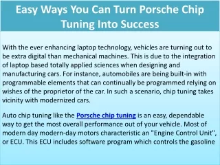 easy ways you can turn porsche chip tuning into success