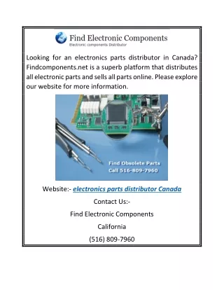 Electronics Parts Distributor Canada  Findcomponents.com