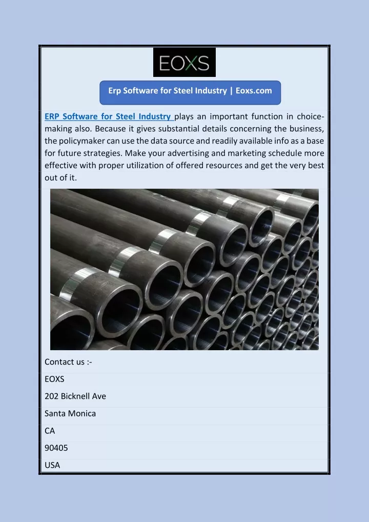 erp software for steel industry eoxs com