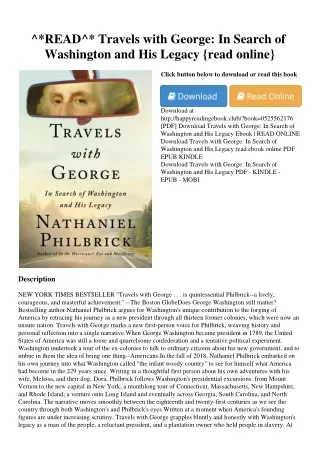 ^*READ^* Travels with George In Search of Washington and His Legacy {read online