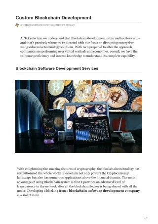 Blockchain Software Development Company | Tokyotechie