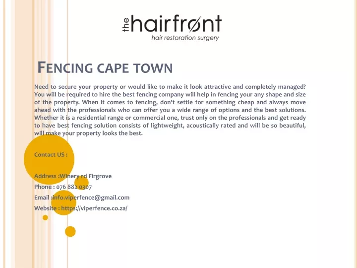 fencing cape town