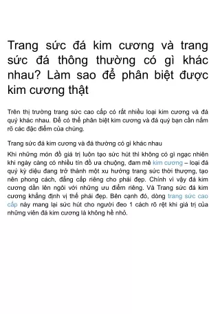 Trang sức đá kim cương và trang sức đá thông thường có gì khác nhau? Làm sao để