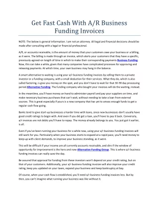 get fast cash with a r business funding invoices