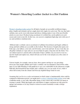 Woman's Shearling Leather Jacket is a Hot Fashion