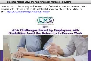 Integrated Medical Leave and Accommodation Management System