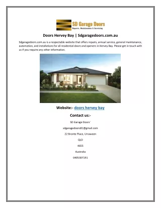 Doors Hervey Bay | Sdgaragedoors.com.au