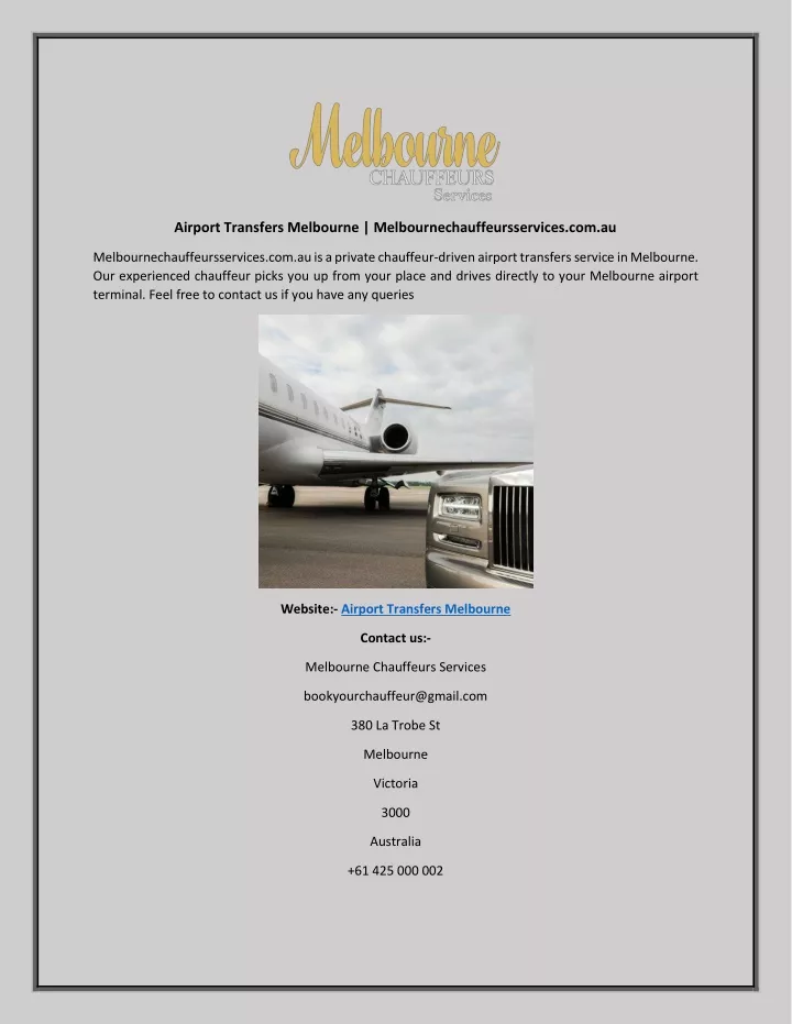 airport transfers melbourne