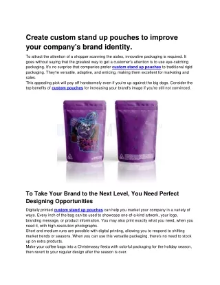 create custom stand up pouches to improve your