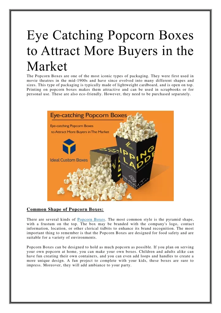 eye catching popcorn boxes to attract more buyers