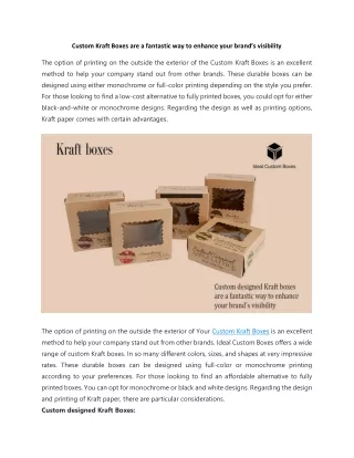 custom kraft boxes are a fantastic way to enhance