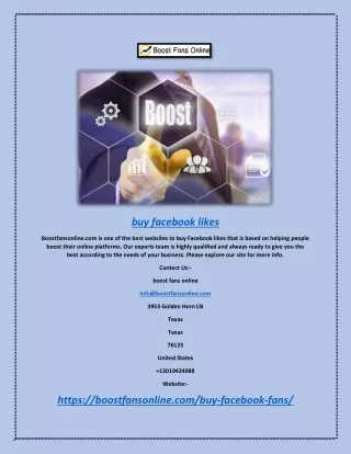 Buy Facebook Likes | Boostfansonline.com