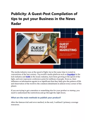 Publicity: A Guest-Post Compilation of tips to put your Business in the News Rad