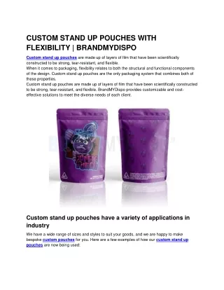 custom stand up pouches with flexibility