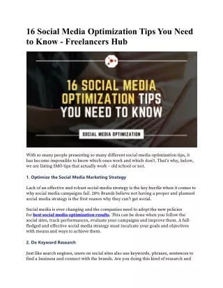 16 Social Media Optimization Tips You Need to Know - Freelancers Hub