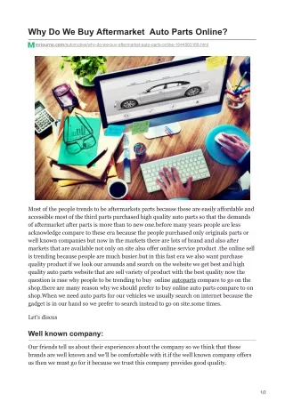 why do we buy aftermarket auto parts online