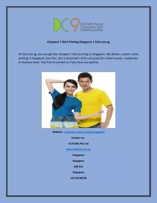 Cheapest T Shirt Printing Singapore  Dc9.com.sg