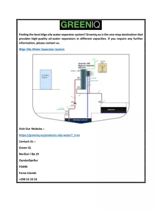 Bilge Oily Water Separator System  Greeniq.eu
