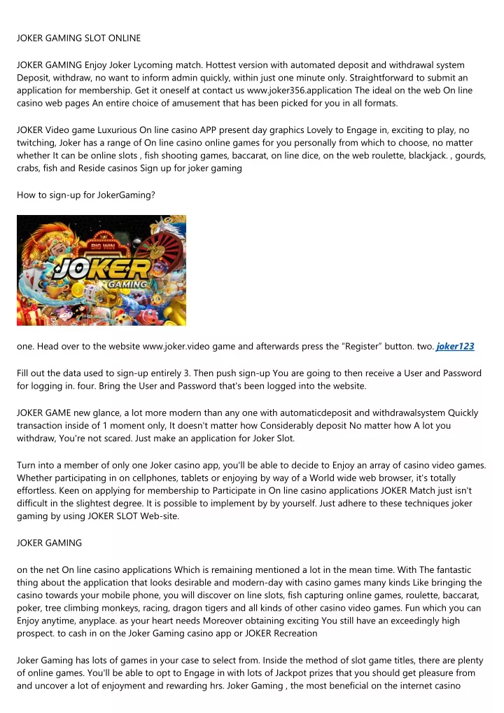 joker gaming slot online