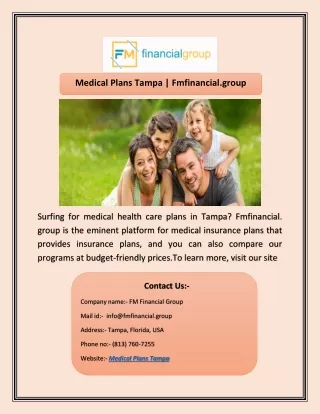 Medical Plans Tampa | Fmfinancial.group