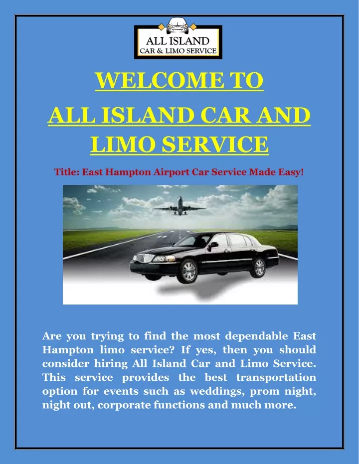 welcome to all island car and limo service