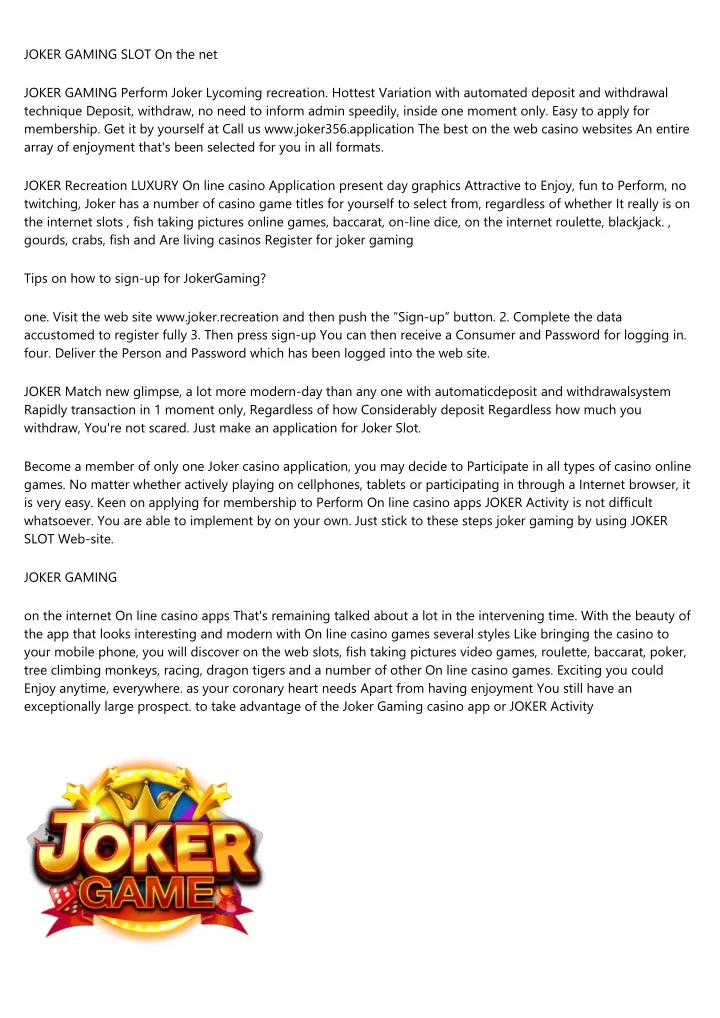 joker gaming slot on the net