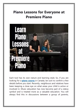 Piano Lessons For Everyone at Premiere Piano (Blog)
