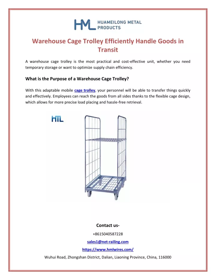 warehouse cage trolley efficiently handle goods