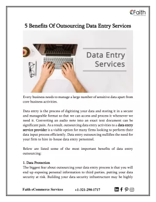 5 Benefits Of Outsourcing Data Entry Services