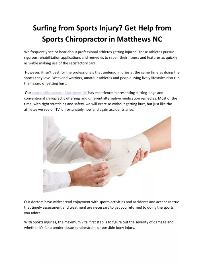surfing from sports injury get help from sports chiropractor in matthews nc