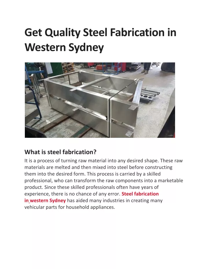 get quality steel fabrication in western sydney