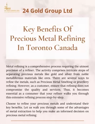 Key Benefits Of Precious Metal Refining In Toronto Canada