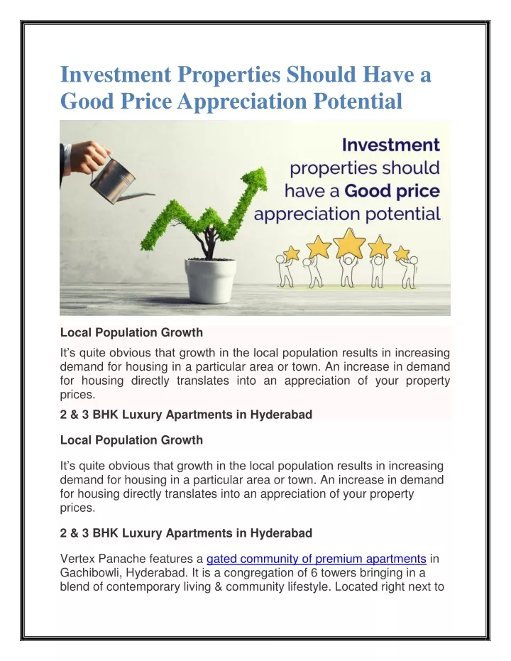 investment properties should have a good price