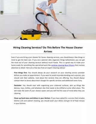 Hiring Cleaning Services Do This Before The House Cleaner Arrives