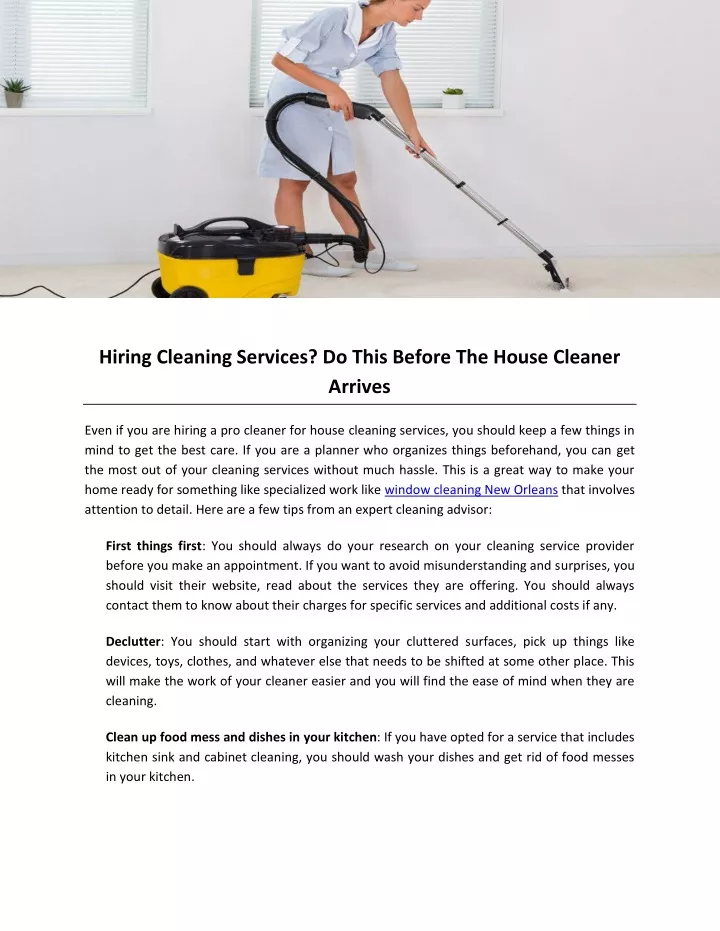 hiring cleaning services do this before the house
