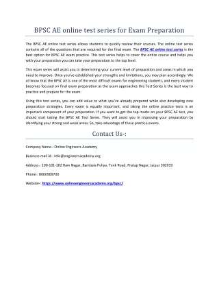 BPSC AE online test series for Exam Preparation