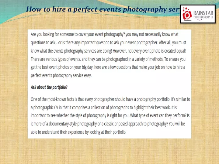 how to hire a perfect events photography service