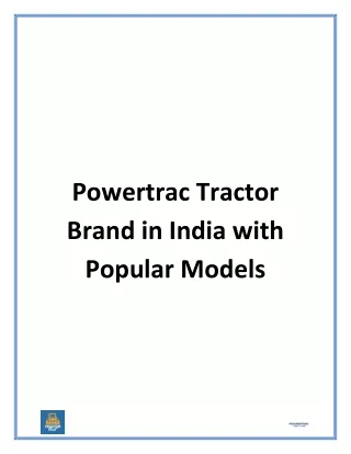 Powertrac Tractor Brand in India with Popular Models