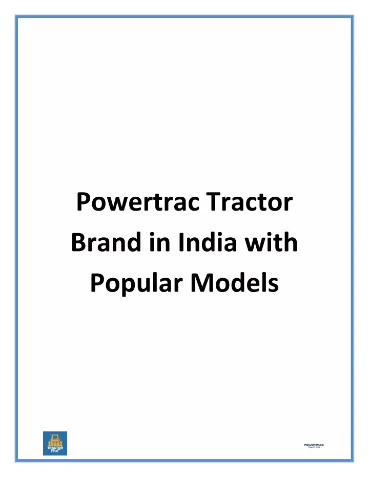 powertrac tractor brand in india with popular