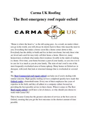 The Best emergency roof repair oxford- carma uk roofing