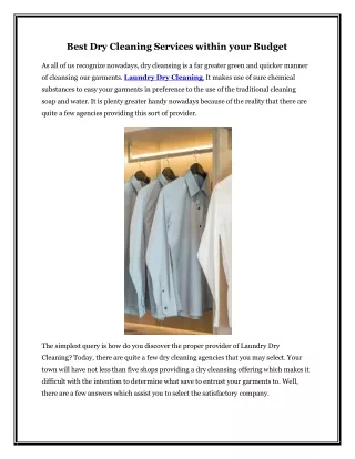 Best Dry Cleaning Services within your Budget