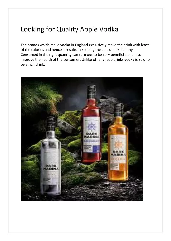 looking for quality apple vodka the brands which