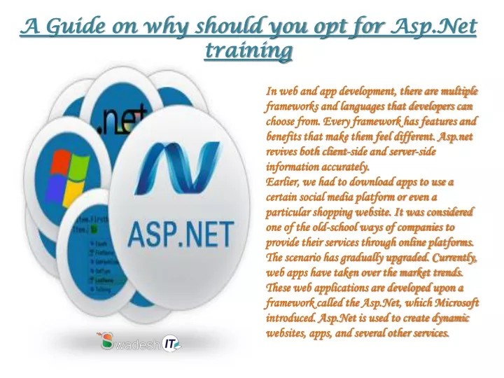 a guide on why should you opt for asp net training