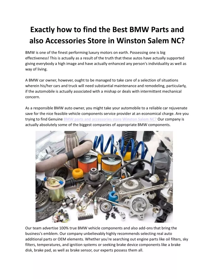 exactly how to find the best bmw parts and also accessories store in winston salem nc