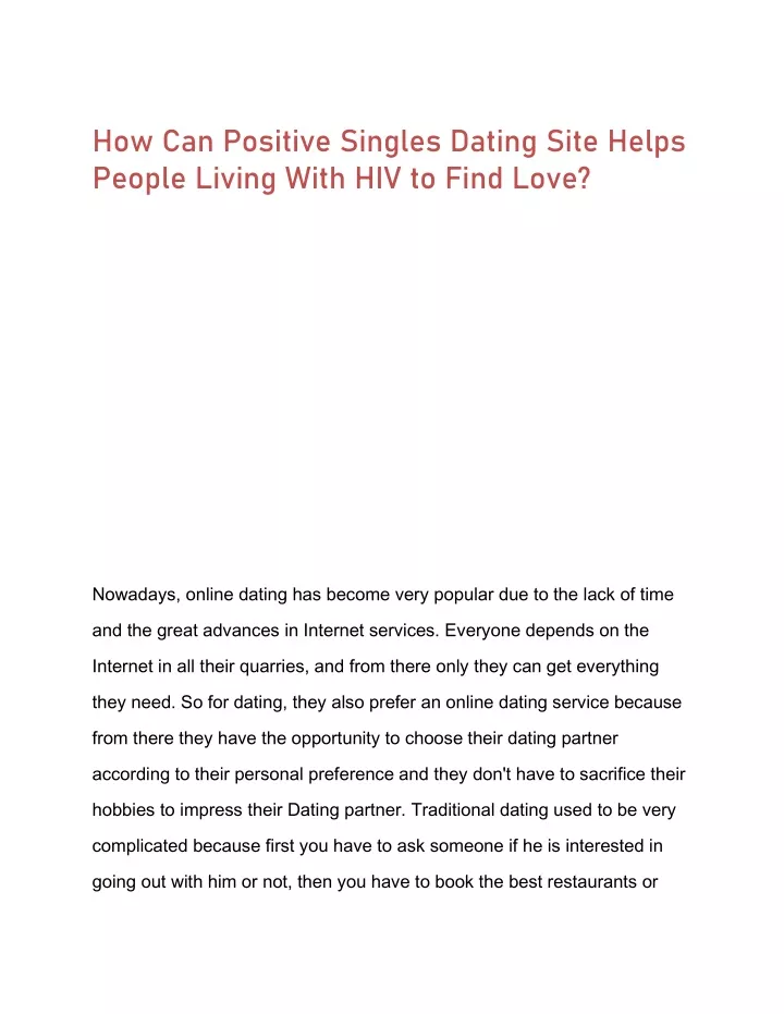 how can positive singles dating site helps people